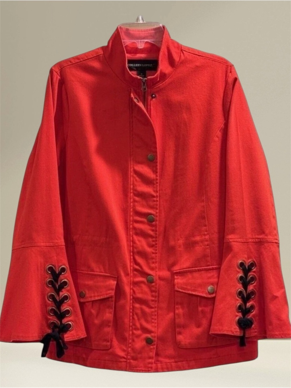 Colleen Lopez Red Lace Up Women’s Jacket Size Medium